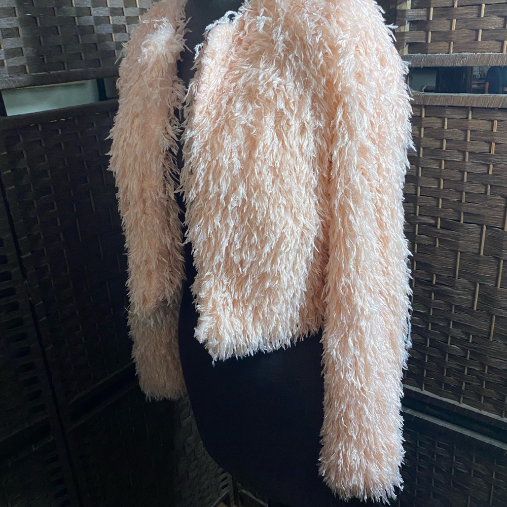 Forever 21 Peachy Blush Faux Fur Cropped Teddy Jacket